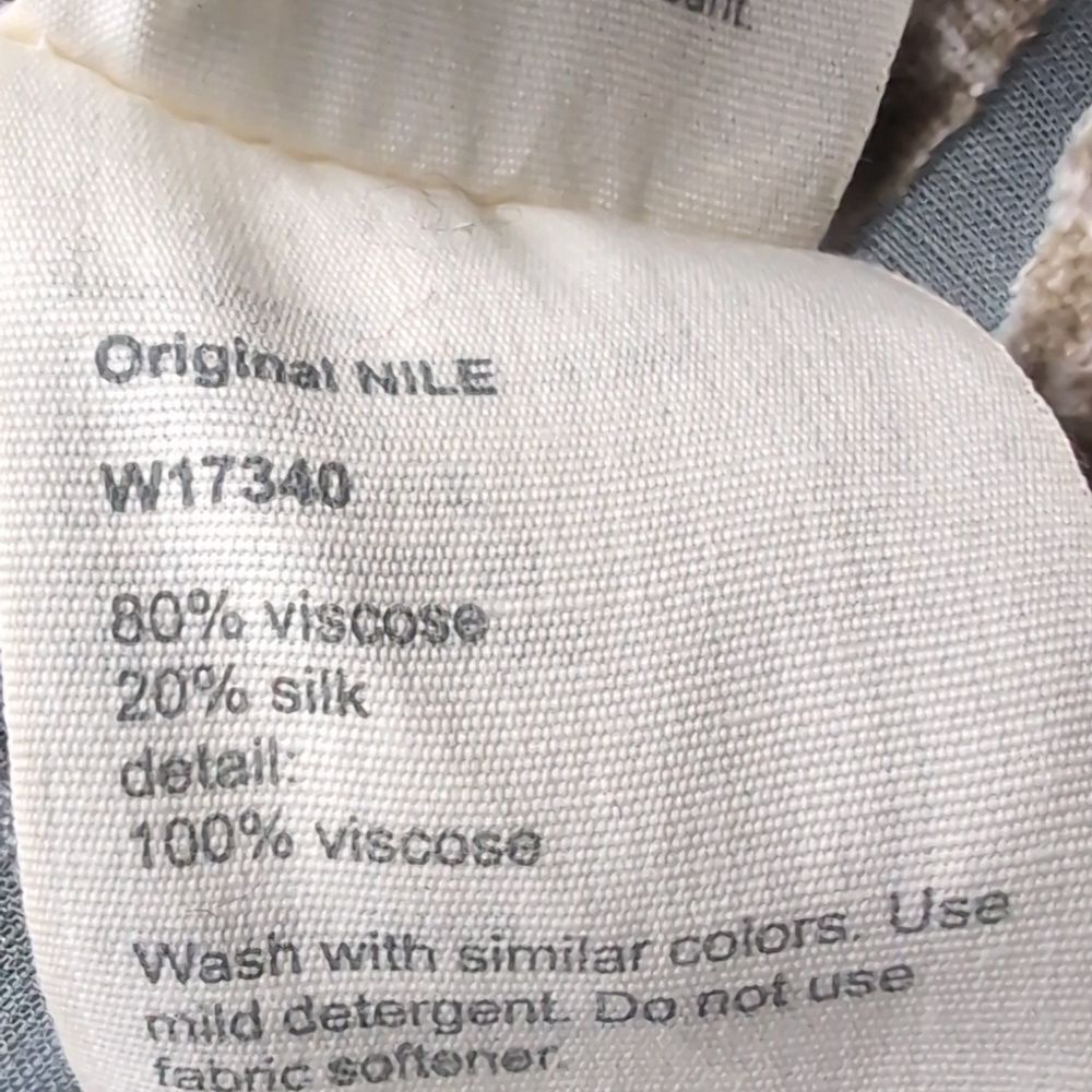 Nile (Swiss Brand) Silk Floral Burnout Velvet  Grey Blue Size M - Picture 7 of 14